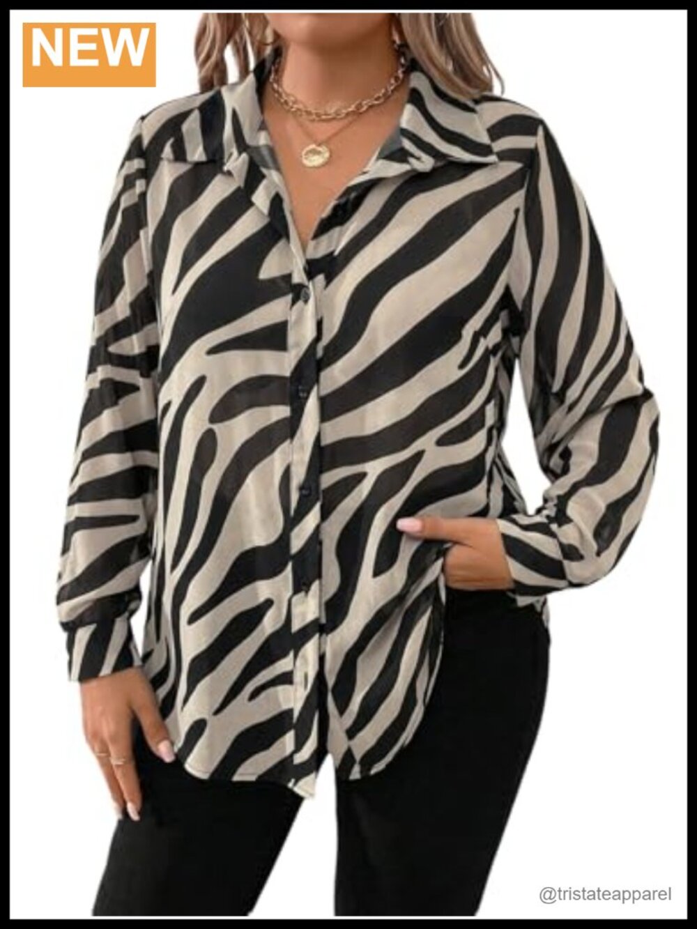 Plus Size Leopard Print Long Sleeve Button Down Blouse